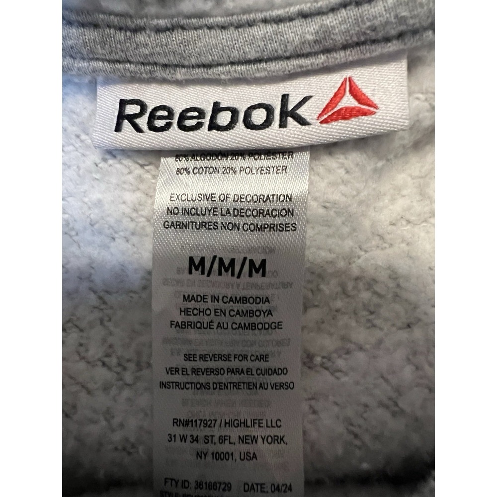 Reebok Men's Grey Delta Logo Fleece Size M Hoodie Sweatshirt - Picture 4 of 5